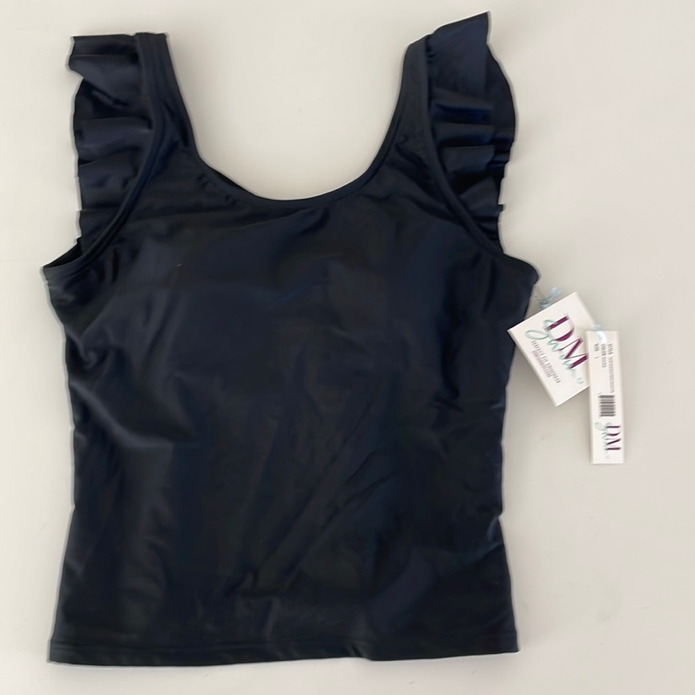 NWT DW Swim Ruffle V Back Midkini Top size S